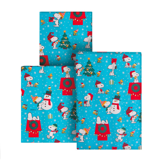 6M Christmas Wrapping Paper - 3 x 2M Rolls in 1 PEANUTS™ SNOOPY Design