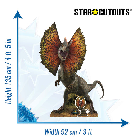 Dilophosaurus Dinosaur Jurassic World Rebirth Cardboard Cut Out Height 135cm, alternate view