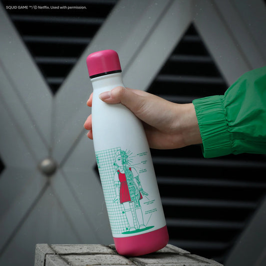 Squid Game Young-Hee Blueprint White Water Bottle, alternate view