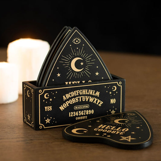Black Talking Board Planchette Coaster Set, alternate view