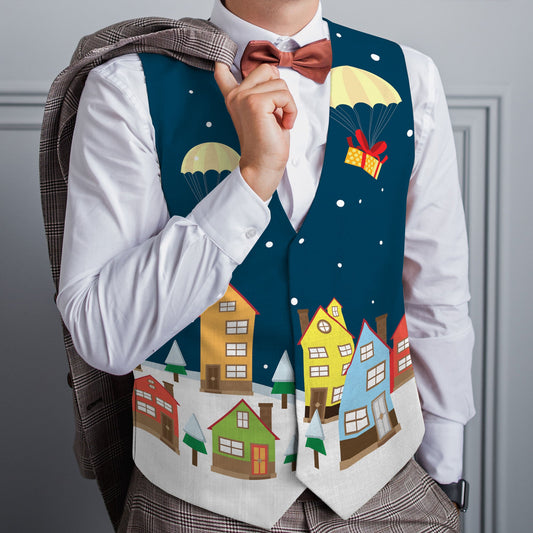 Santa Dropping Presents - Novelty Costume Fancy Dress Waistcoat ( 4 sizes available ), alternate view