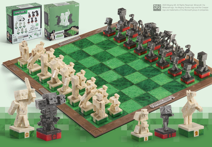 Official Minecraft Chess Set Overworld Heroes vs. Hostile Mobs