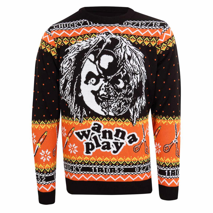 Official Childs Play 'Wanna Play' Chucky Knitted Unisex Jumper