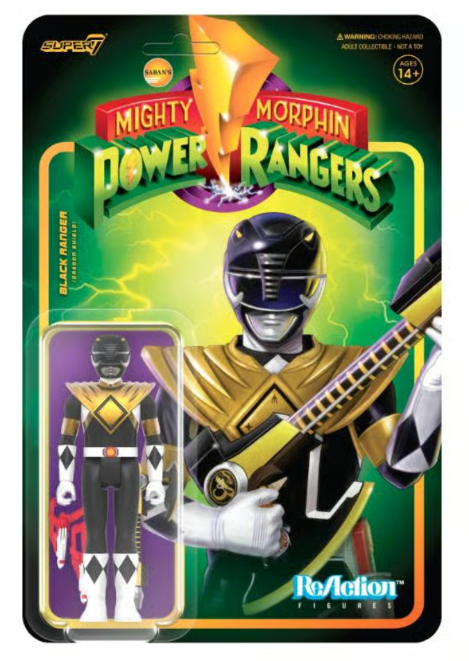 Power Rangers Black Ranger Dragon Shield ReAction Figure