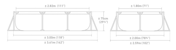 Intex 3m x 2m x 0.75m Metal Rectangular Frame Set Swimming Pool