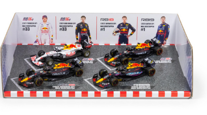 Formula 1 Red Bull Racing Max Verstappen Champion 4-Pack Diecast Model Set