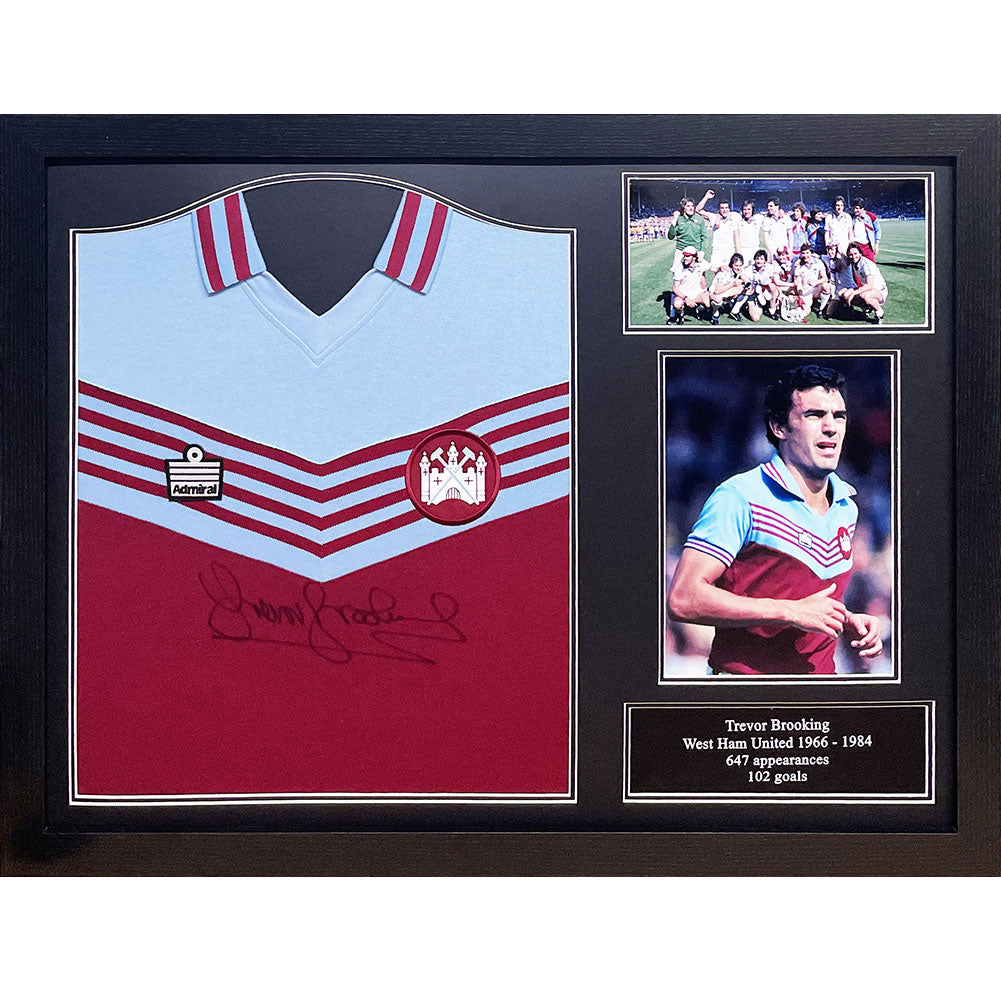 West Ham United FC 1980 Trevor Brooking Signed Shirt (Framed)