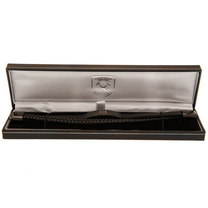 West Ham United FC Black Leather Bracelet