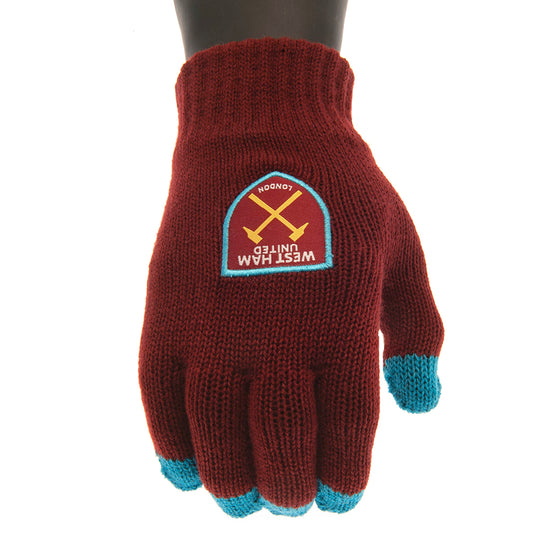 West Ham United FC Touchscreen Knitted Gloves Adults, alternate view