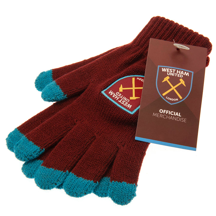 West Ham United FC Touchscreen Junior Knitted Gloves