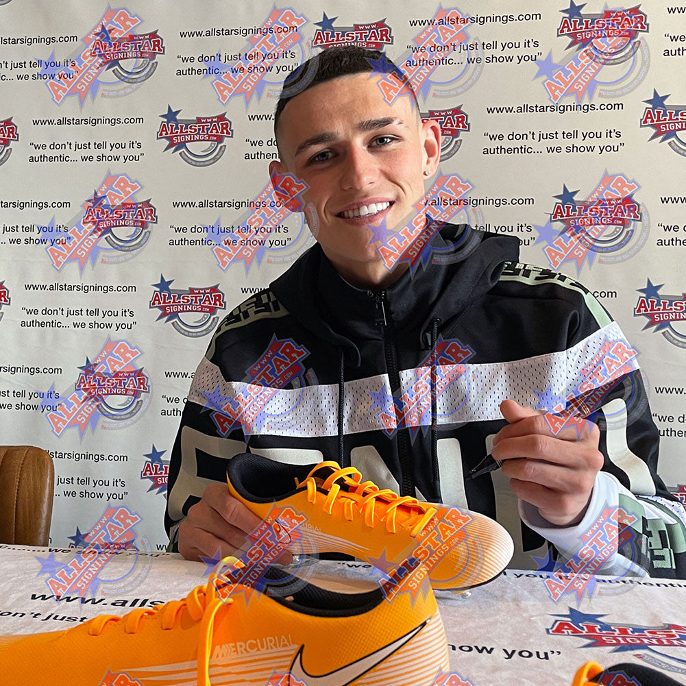 Manchester City FC Phil Foden Signed Boot (Framed)