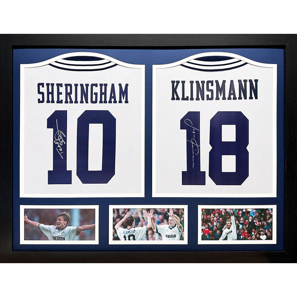 Tottenham Hotspur FC 1994 urgen Klinsmann and Teddy Sheringham Signed Shirts (Dual Framed)