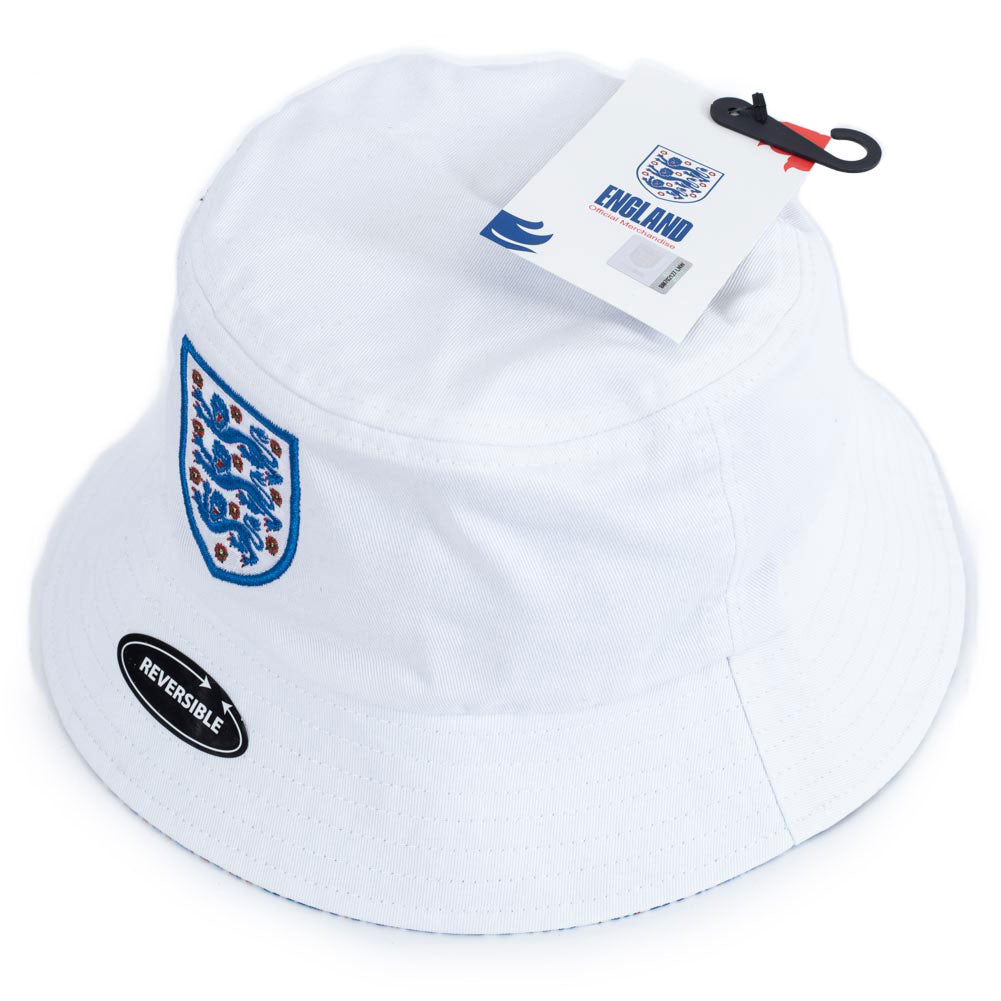 Official England FC Crest Reversible Adults White Bucket Hat