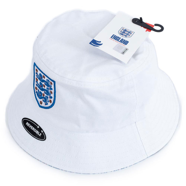 Official England FC Crest Reversible Adults White Bucket Hat