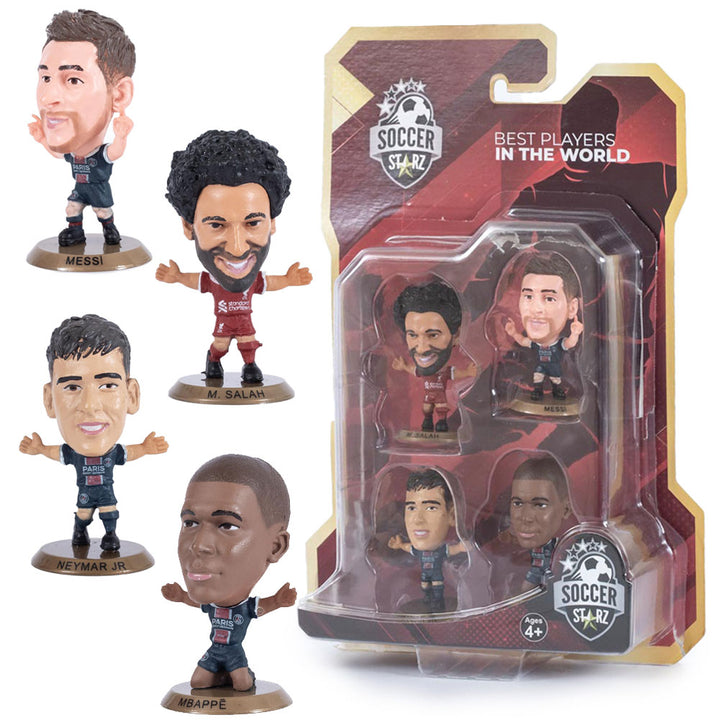 Worlds Best Player Blister 4 Pack (Inc. Messi, Mbappe, Neymar, Salah) Soccerstarz Figures