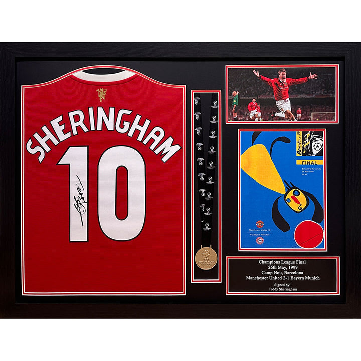 Manchester United Teddy Sheringham Signed Shirt & Medal Framed