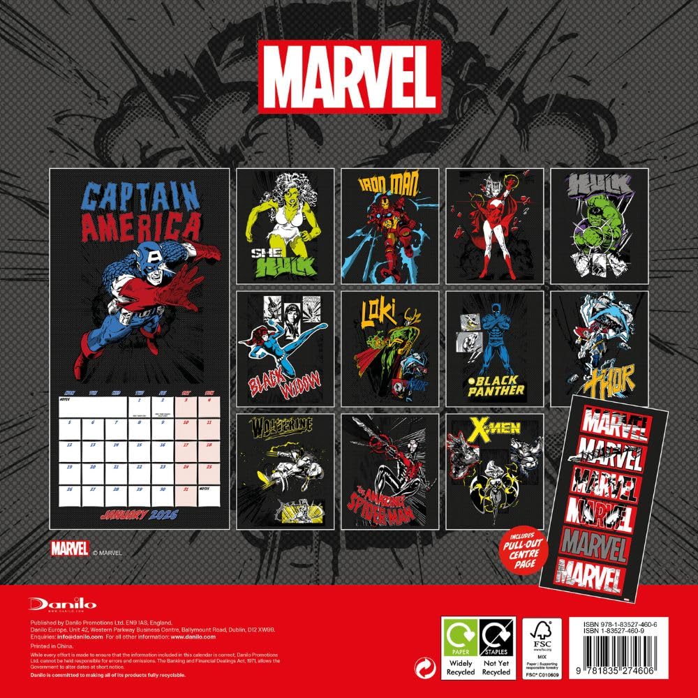 Marvel Comics Square 2026 Calendar