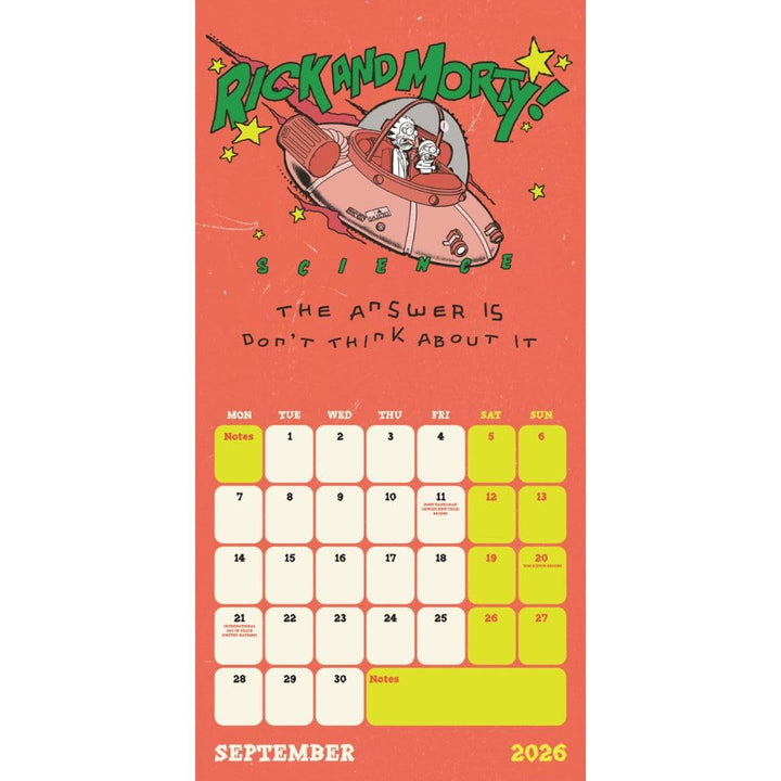 Rick And Morty Square 2026 Calendar