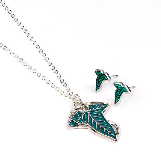 The Lord Of The Rings Leaf Of Lorien Necklace & Earrings Gift Box, alternate view