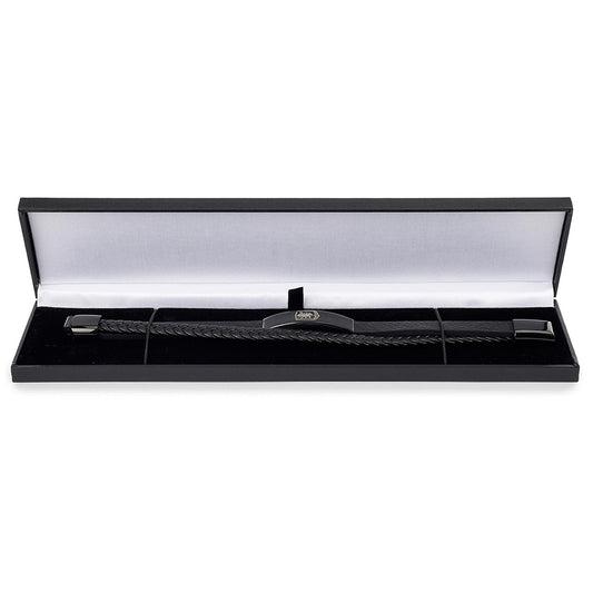 Aston Villa FC Black IP Leather Bracelet, alternate view