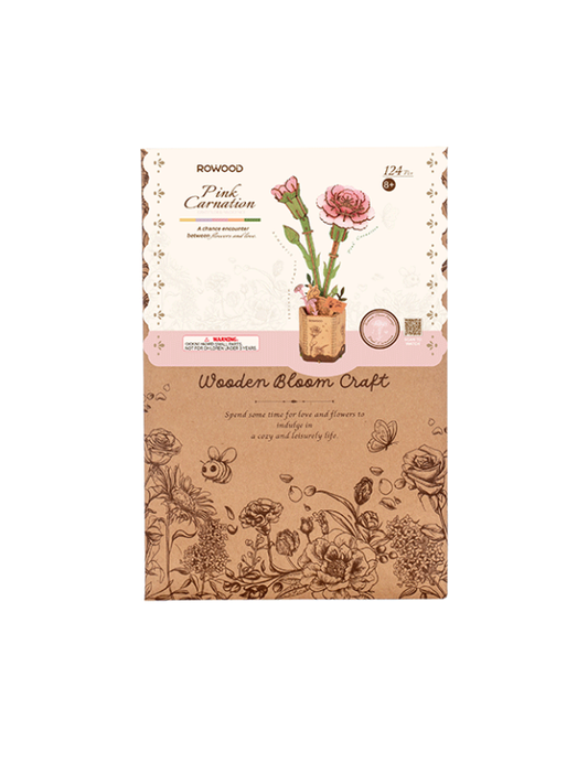 Pink Carnation 3D Wooden Puzzle, alternate view