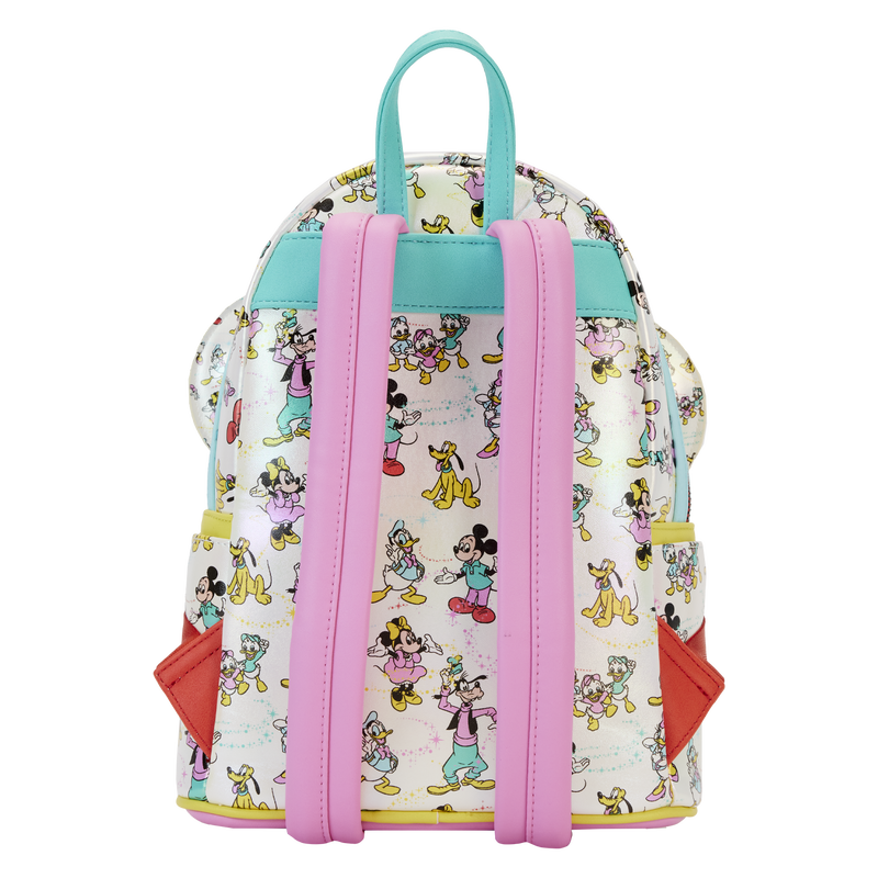 Loungefly Disney100 Mickey & Friends Classic All-Over Print Iridescent Mini Backpack With Ear Headband