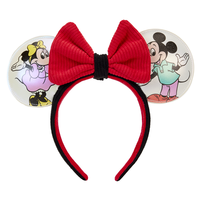 Loungefly Disney100 Mickey & Friends Classic All-Over Print Iridescent Mini Backpack With Ear Headband