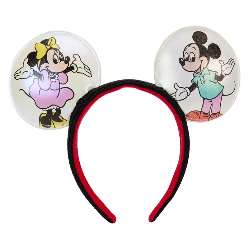 Loungefly Disney100 Mickey & Friends Classic All-Over Print Iridescent Mini Backpack With Ear Headband