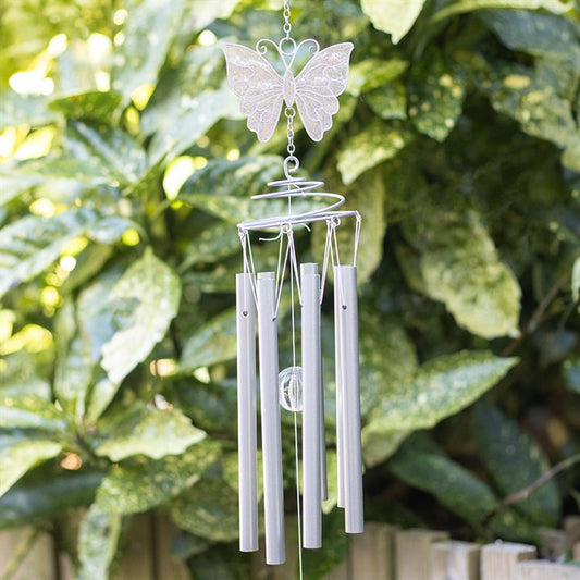 White Butterfly Windchime, alternate view