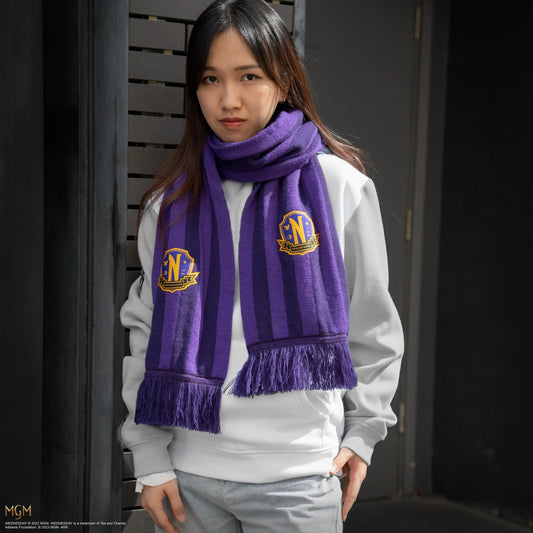 Wednesday Nevermore Academy Purple Scarf, alternate view
