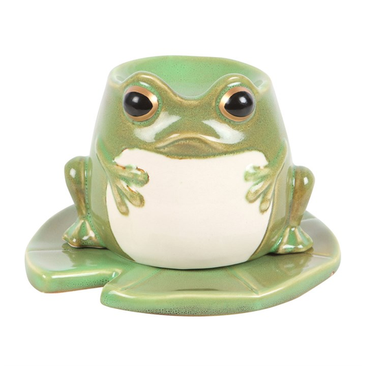 Frog Shaped Oil Burner and Lily Pad Plate, alternate view