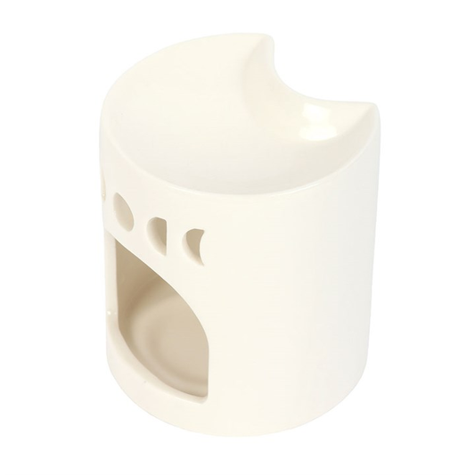 White Crescent Moon Oil Burner, alternate view