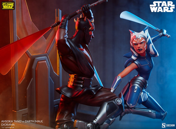 Sideshow Star Wars Clone Wars Ahsoka Tano vs Darth Maul Diorama Statue