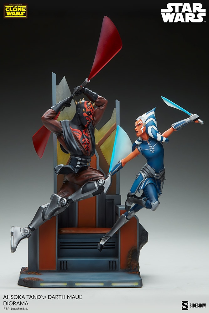 Sideshow Star Wars Clone Wars Ahsoka Tano vs Darth Maul Diorama Statue