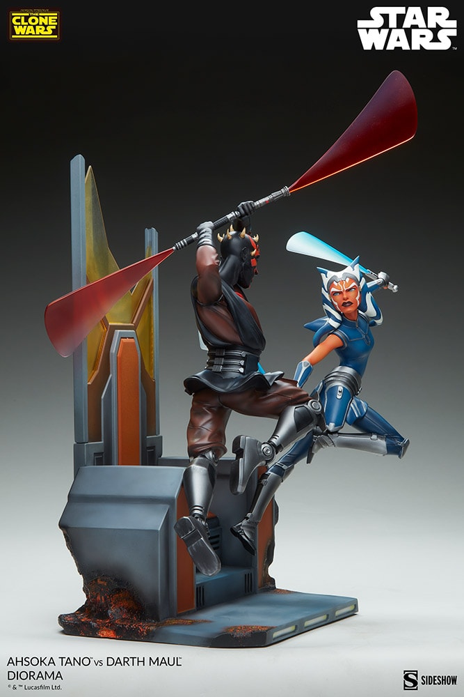 Sideshow Star Wars Clone Wars Ahsoka Tano vs Darth Maul Diorama Statue