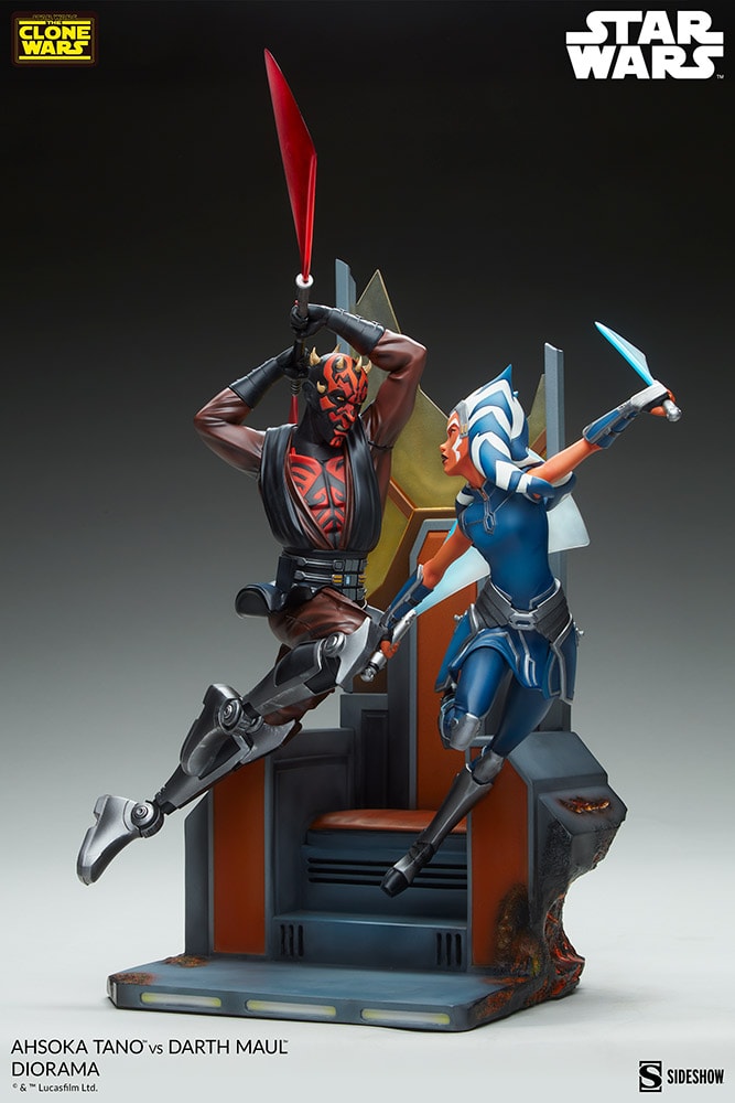 Sideshow Star Wars Clone Wars Ahsoka Tano vs Darth Maul Diorama Statue