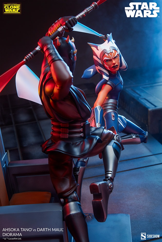 Sideshow Star Wars Clone Wars Ahsoka Tano vs Darth Maul Diorama Statue