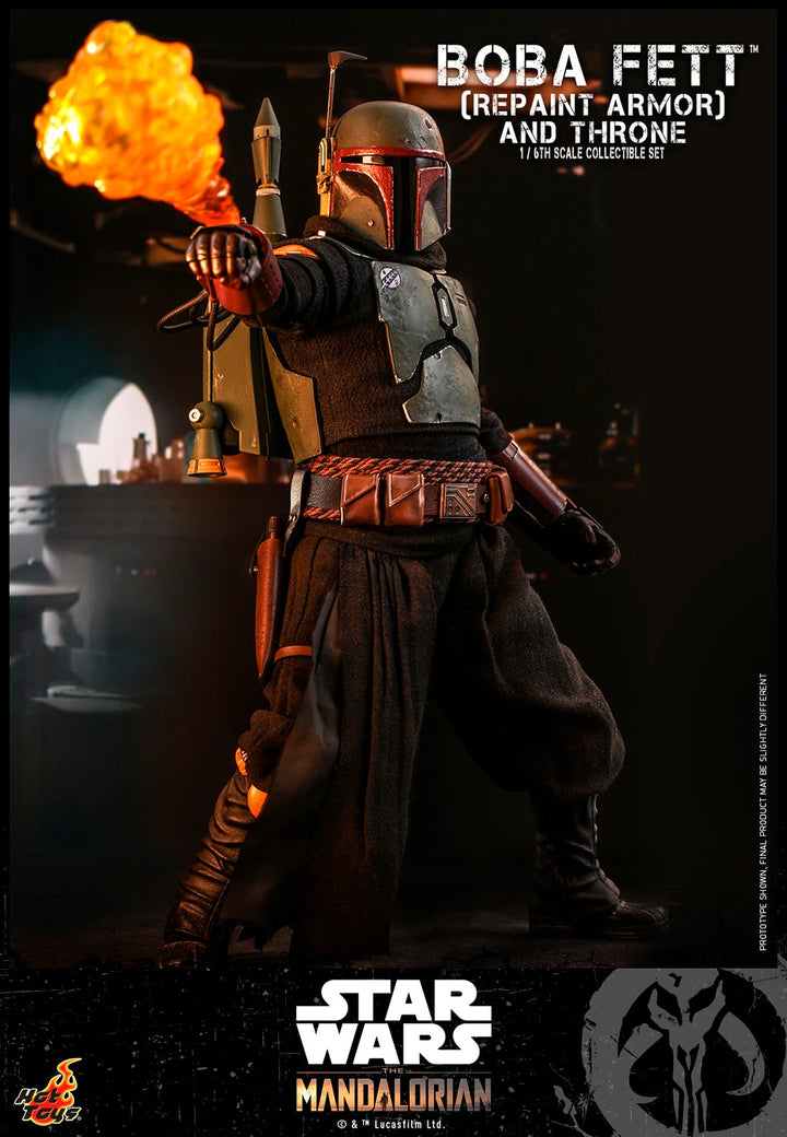 Hot Toys Star Wars The Mandalorian Boba Fett (Repaint Armour) & Throne 1/6th Scale Figure