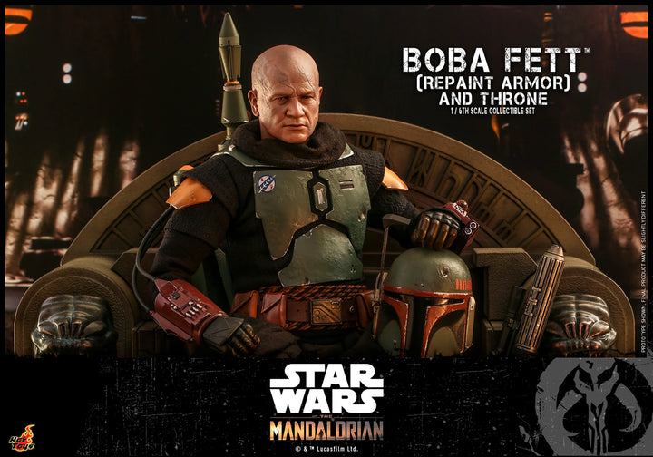 Hot Toys Star Wars The Mandalorian Boba Fett (Repaint Armour) & Throne 1/6th Scale Figure