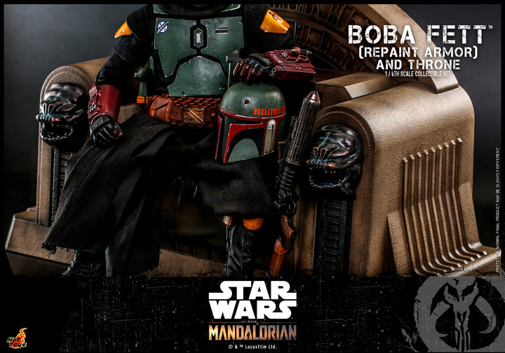 Hot Toys Star Wars The Mandalorian Boba Fett (Repaint Armour) & Throne 1/6th Scale Figure