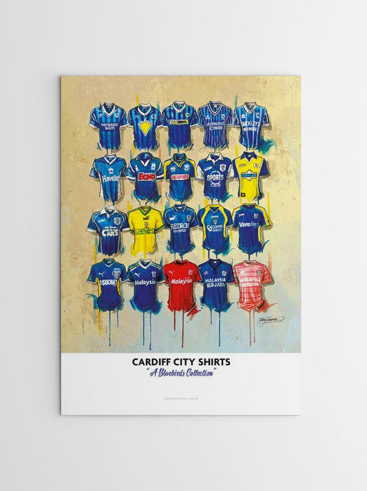 Cardiff City FC Shirts - A2 Signed Limited Edition Prints