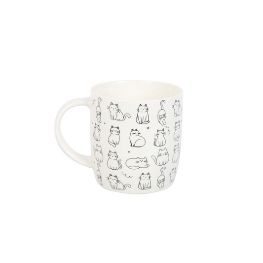 White Happy Cat Print Mug, alternate view