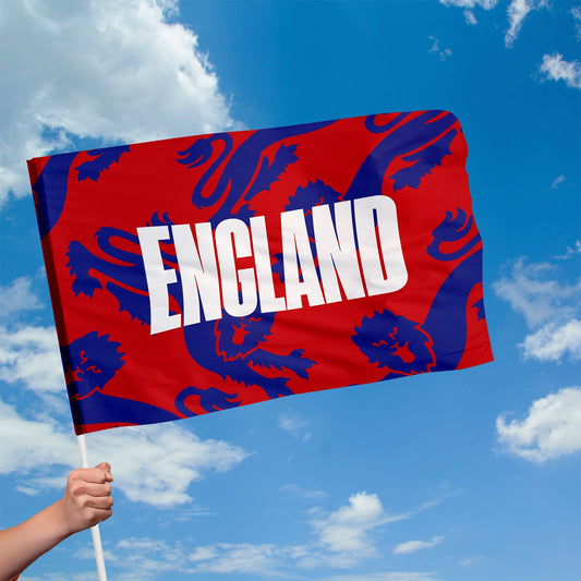 England Red and Blue Lions Flag with Sleeve - WC26 - 4 Sizes!, alternate view