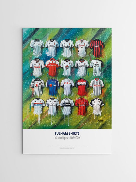 Fulham FC Shirts - A2 Signed Limited Edition Print