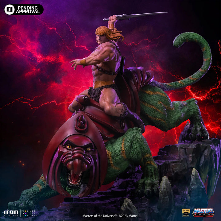 Iron Studios Masters Of The Universe Battle Diorama Series He-Man & Battle-Cat 1/10 Deluxe Art Scale Limited Edition Statue