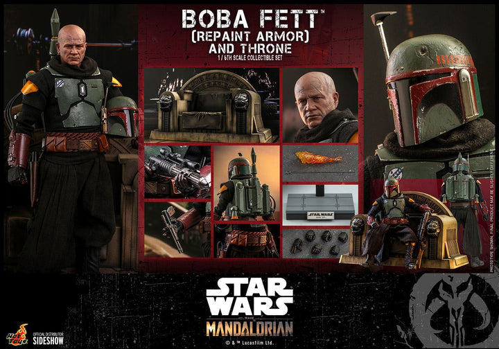 Hot Toys The Mandalorian Boba Fett (Repaint Armor) and Throne 1/6th Scale Figure Set