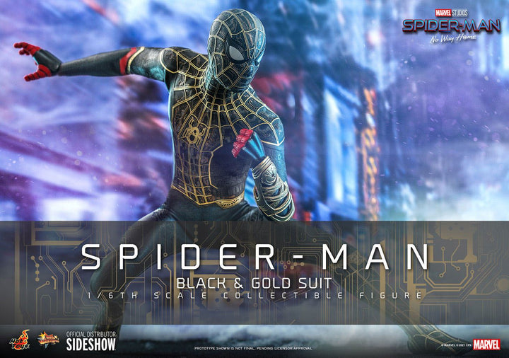 Hot Toys Spider-Man No Way Home 1/6 Scale Spider-Man Black & Gold Suit Movie Masterpiece Figure