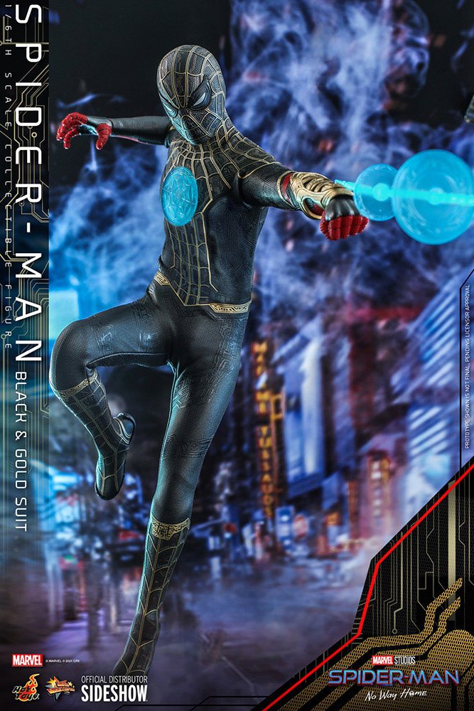 Hot Toys Spider-Man No Way Home 1/6 Scale Spider-Man Black & Gold Suit Movie Masterpiece Figure