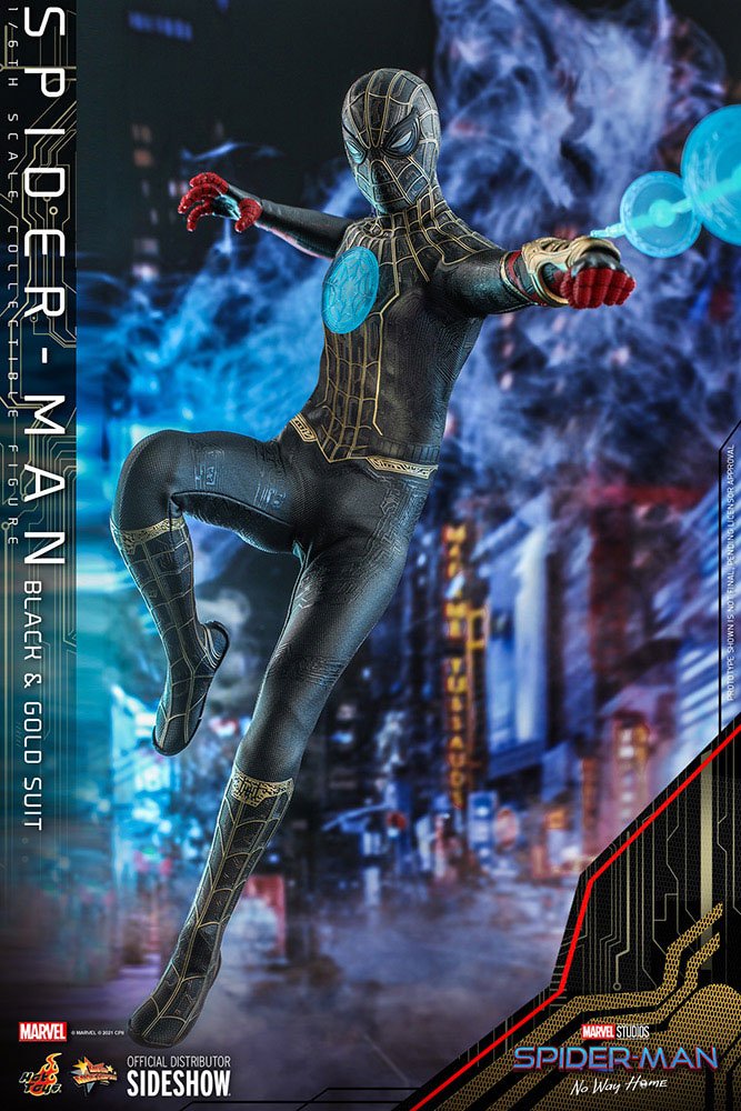 Hot Toys Spider-Man No Way Home 1/6 Scale Spider-Man Black & Gold Suit Movie Masterpiece Figure