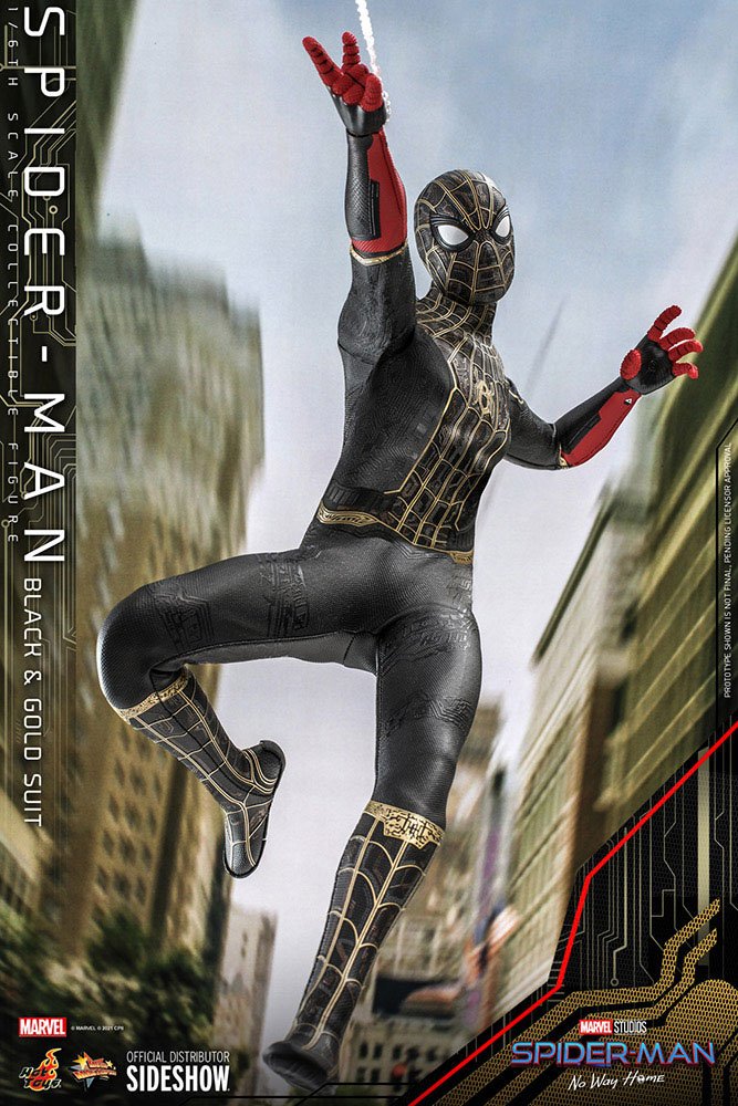 Hot Toys Spider-Man No Way Home 1/6 Scale Spider-Man Black & Gold Suit Movie Masterpiece Figure